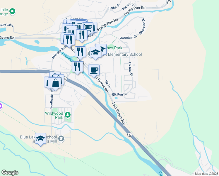 map of restaurants, bars, coffee shops, grocery stores, and more near 353 Wren Court in Basalt
