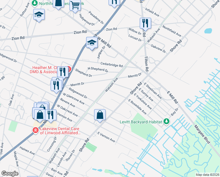 map of restaurants, bars, coffee shops, grocery stores, and more near 109 West Rosedale Avenue in Northfield