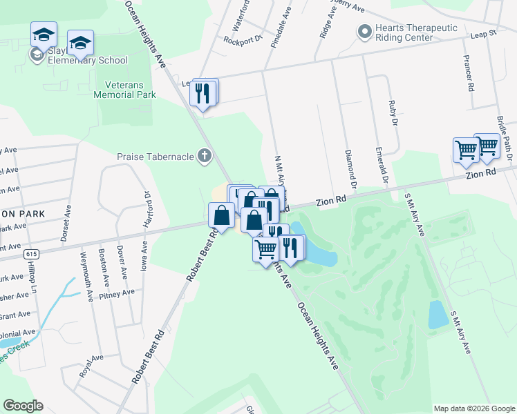 map of restaurants, bars, coffee shops, grocery stores, and more near 502 Zion Road in Egg Harbor Township
