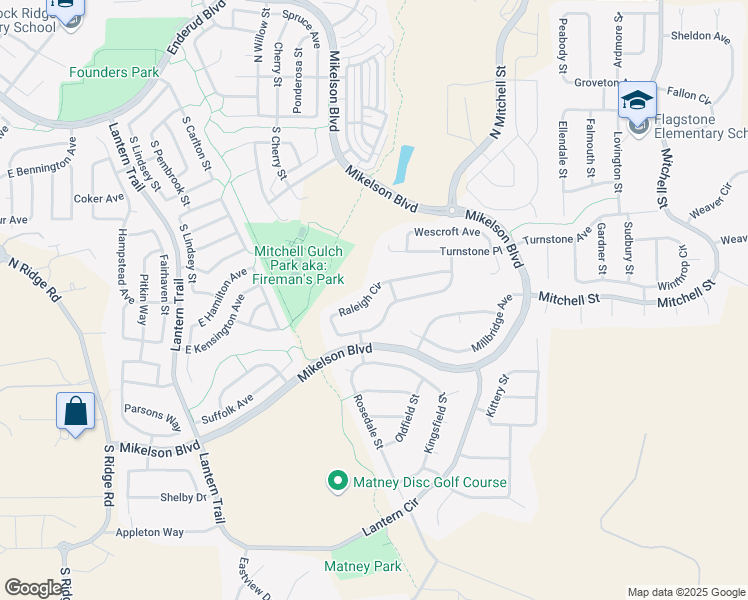 map of restaurants, bars, coffee shops, grocery stores, and more near 6000 Raleigh Circle in Castle Rock