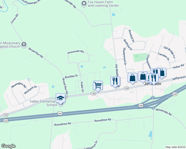 map of restaurants, bars, coffee shops, grocery stores, and more near 4714 Joe Foss Way in Jefferson
