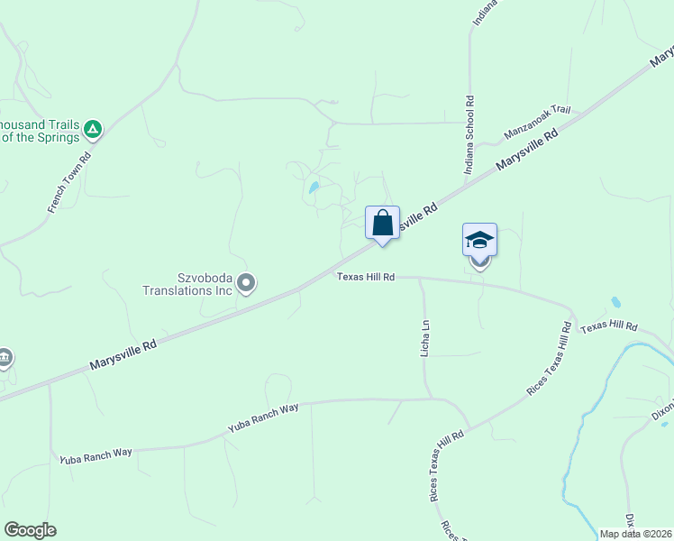 map of restaurants, bars, coffee shops, grocery stores, and more near 8712 Marysville Road in Oregon House