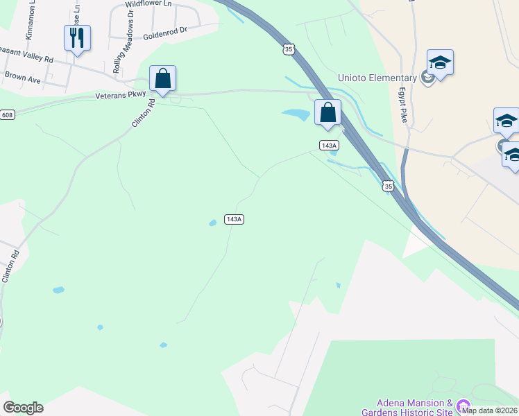 map of restaurants, bars, coffee shops, grocery stores, and more near 551 Larrick Lane in Chillicothe