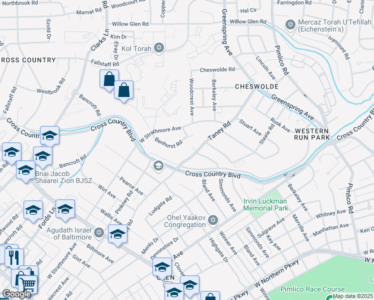 map of restaurants, bars, coffee shops, grocery stores, and more near 2904 Taney Road in Baltimore