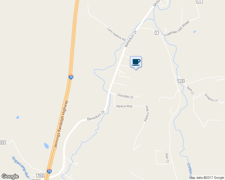 map of restaurants, bars, coffee shops, grocery stores, and more near 23 Chandler Drive in Shinnston