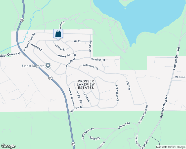 map of restaurants, bars, coffee shops, grocery stores, and more near 12399 Rainbow Drive in Truckee