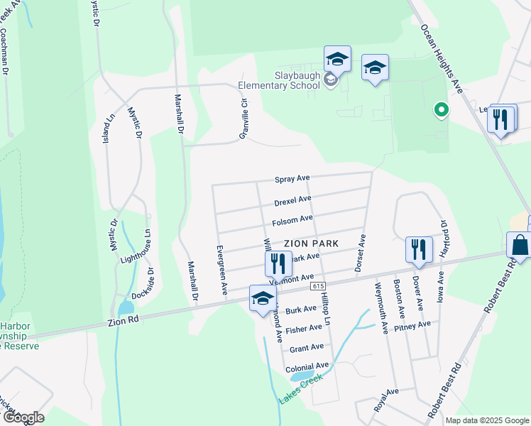 map of restaurants, bars, coffee shops, grocery stores, and more near 201 Drexel Avenue in Egg Harbor Township