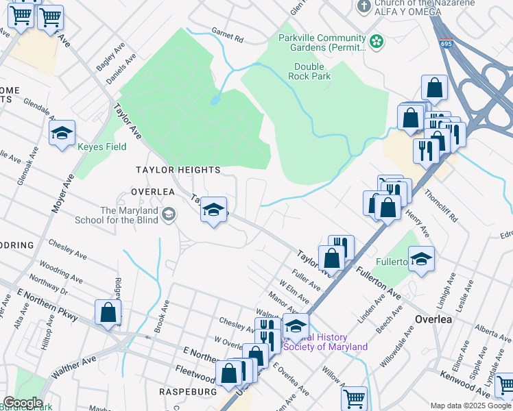 map of restaurants, bars, coffee shops, grocery stores, and more near 33 Mopec Circle in Nottingham