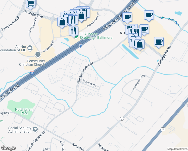 map of restaurants, bars, coffee shops, grocery stores, and more near 5232 Leavers Court in Rosedale