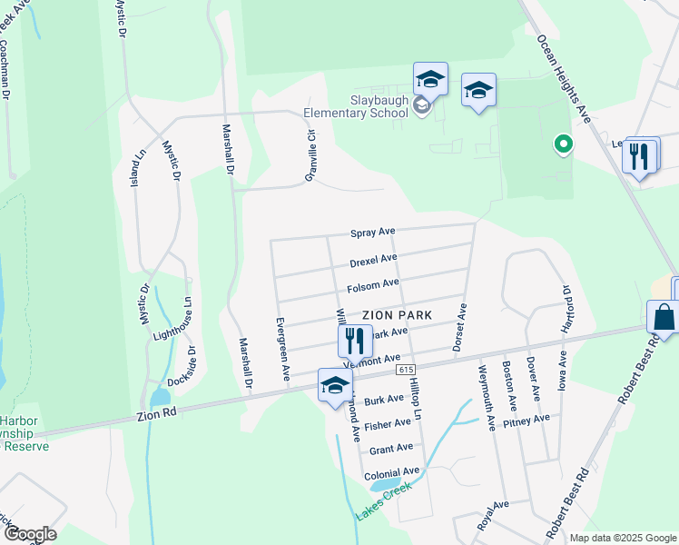 map of restaurants, bars, coffee shops, grocery stores, and more near 201 Drexel Avenue in Egg Harbor Township