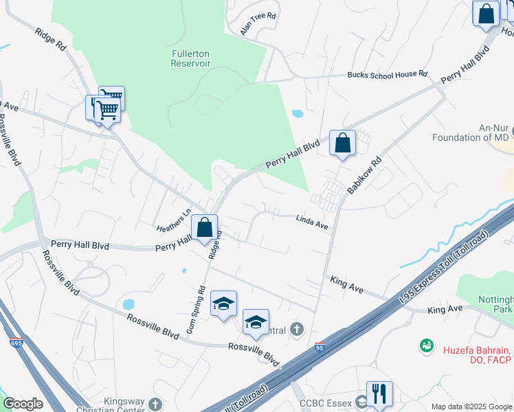 map of restaurants, bars, coffee shops, grocery stores, and more near 4810 Hilltop Court in Nottingham