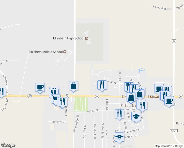 map of restaurants, bars, coffee shops, grocery stores, and more near 411 Amanda Court in Elizabeth