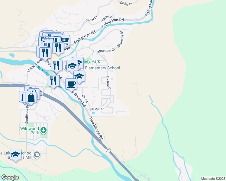 map of restaurants, bars, coffee shops, grocery stores, and more near 806 Kestrel Court in Basalt
