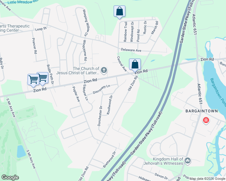 map of restaurants, bars, coffee shops, grocery stores, and more near 215 Sherwood Drive in Egg Harbor Township