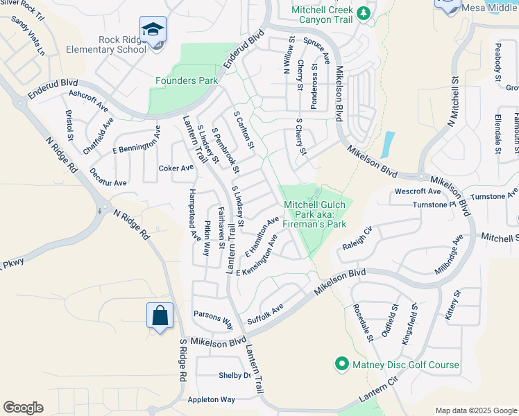 map of restaurants, bars, coffee shops, grocery stores, and more near 5229 Galena Avenue in Castle Rock