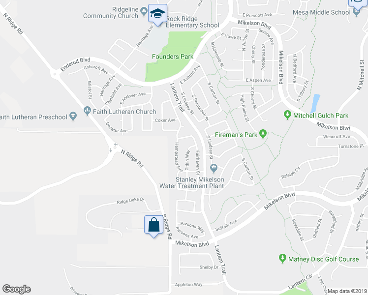 map of restaurants, bars, coffee shops, grocery stores, and more near 575 Pitkin Way in Castle Rock