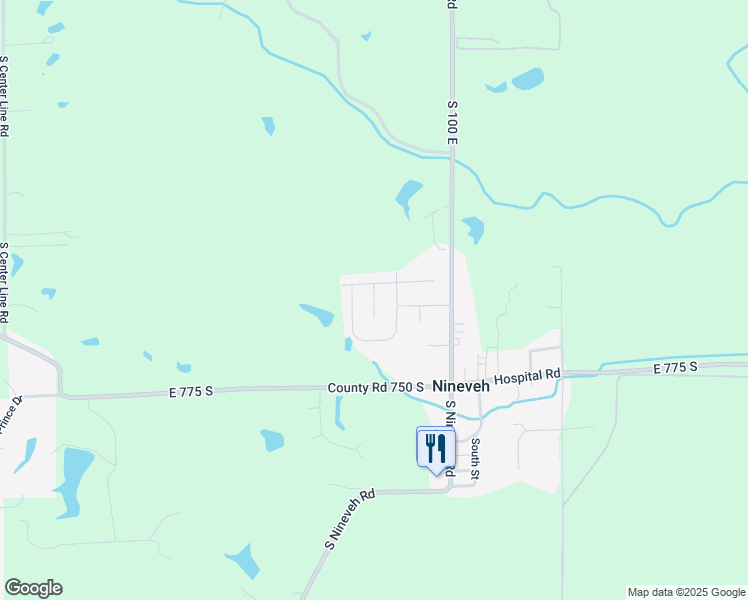 map of restaurants, bars, coffee shops, grocery stores, and more near 7347 South Millikan Court in Nineveh