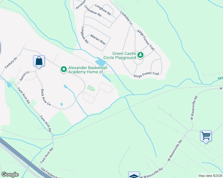 map of restaurants, bars, coffee shops, grocery stores, and more near 2305 Connor Circle in Mount Airy