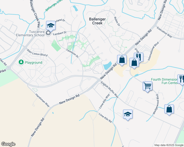 map of restaurants, bars, coffee shops, grocery stores, and more near 6715A Overton Circle in Frederick