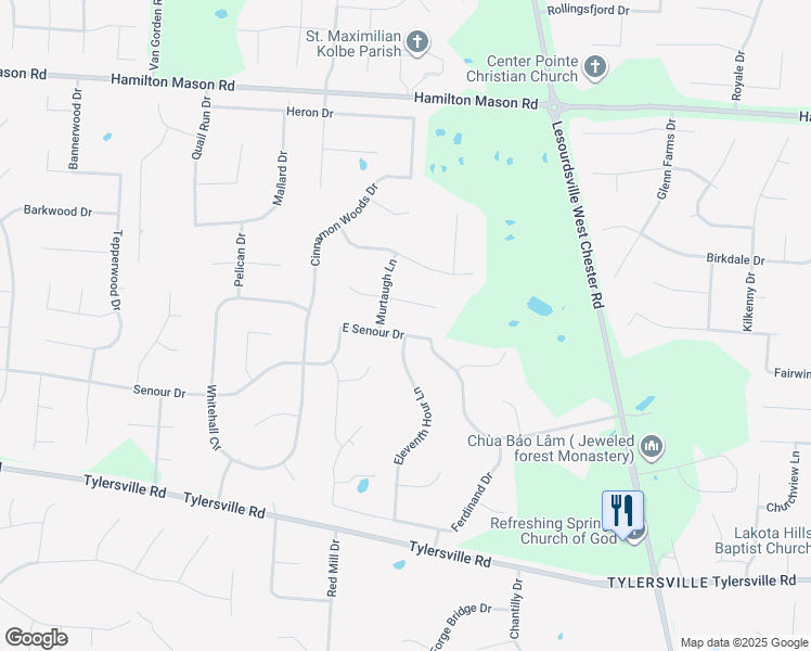 map of restaurants, bars, coffee shops, grocery stores, and more near 5747 McCarthy Court in Butler County