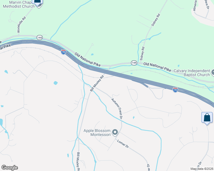 map of restaurants, bars, coffee shops, grocery stores, and more near 13406 Autumn Crest Drive in Mount Airy