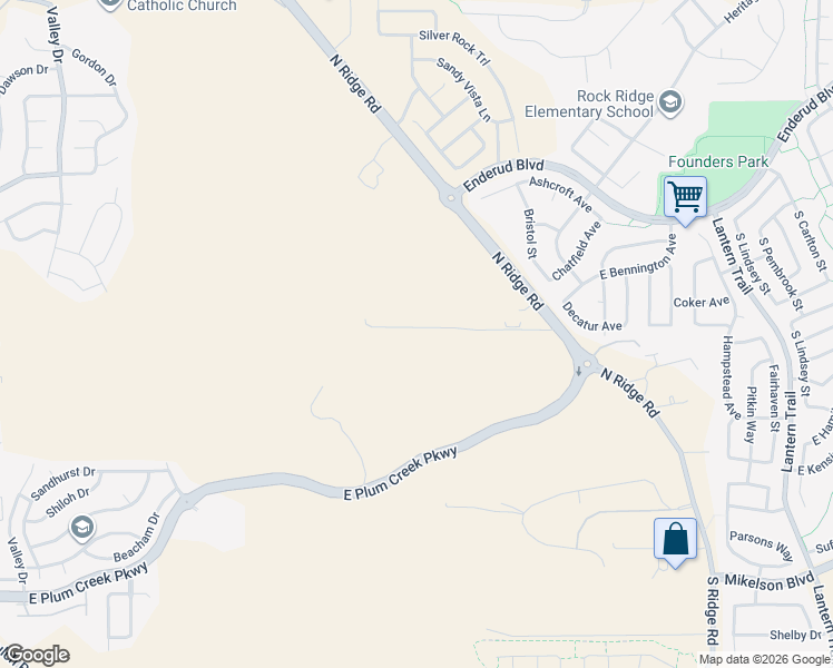 map of restaurants, bars, coffee shops, grocery stores, and more near 271 North Ridge Road in Castle Rock