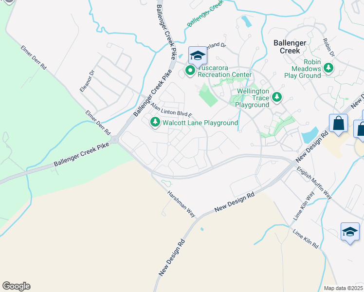 map of restaurants, bars, coffee shops, grocery stores, and more near 4710 Cambria Road in Frederick