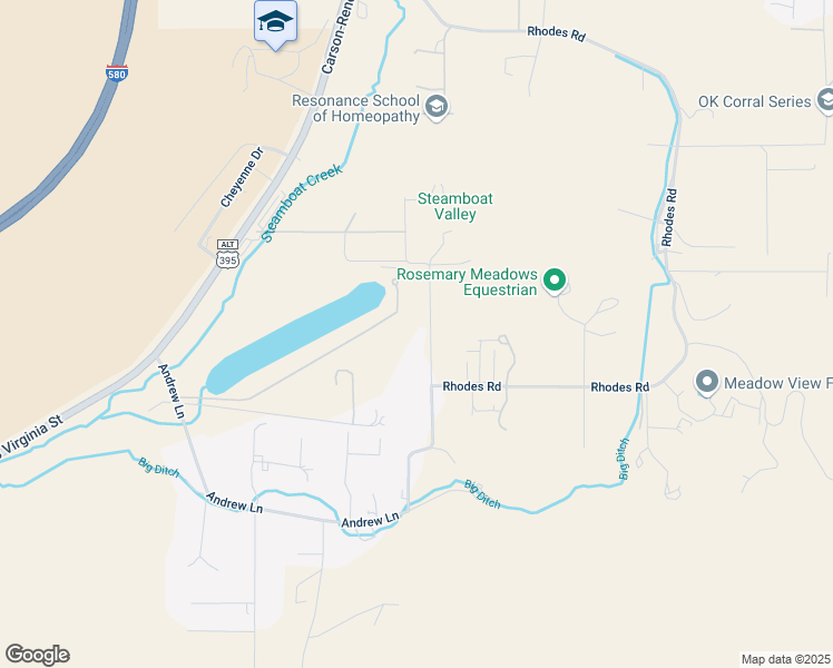map of restaurants, bars, coffee shops, grocery stores, and more near 19645 Paddlewheel Lane in Reno