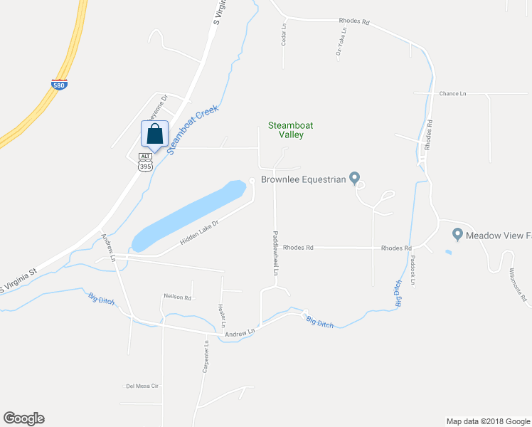 map of restaurants, bars, coffee shops, grocery stores, and more near 19645 Paddlewheel Lane in Reno
