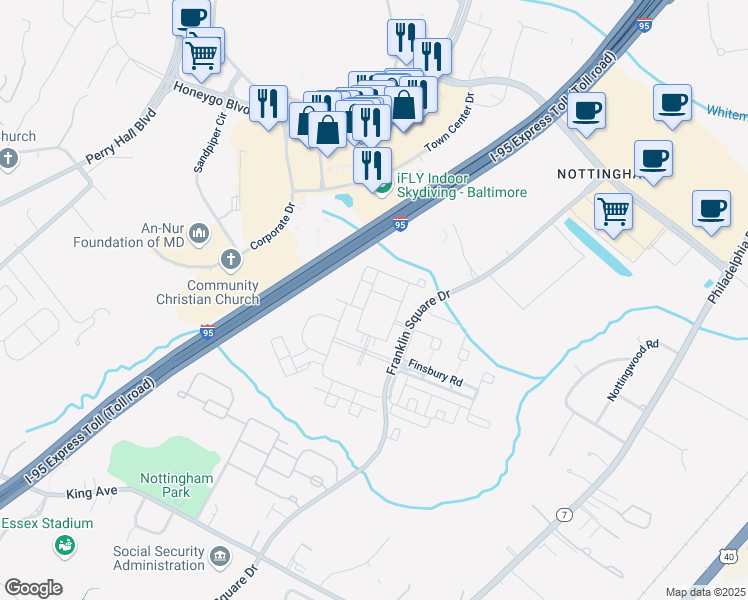 map of restaurants, bars, coffee shops, grocery stores, and more near 97 Attenborough Drive in Rosedale