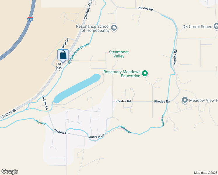 map of restaurants, bars, coffee shops, grocery stores, and more near 19645 Paddlewheel Lane in Reno