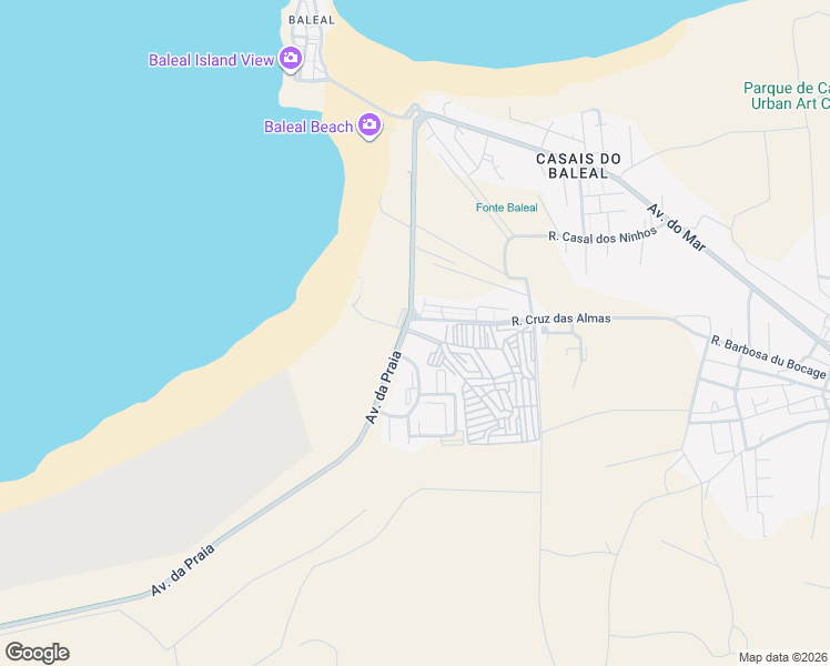 map of restaurants, bars, coffee shops, grocery stores, and more near 53 Avenida da Praia in Ferrel