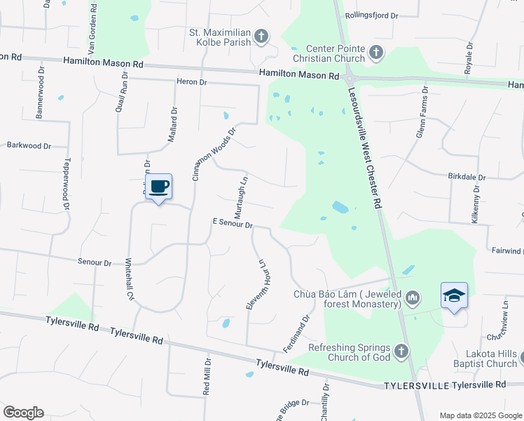 map of restaurants, bars, coffee shops, grocery stores, and more near 5747 McCarthy Court in Butler County