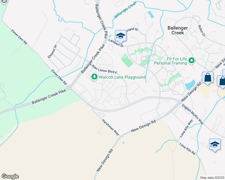 map of restaurants, bars, coffee shops, grocery stores, and more near 4716 Cambria Road in Frederick