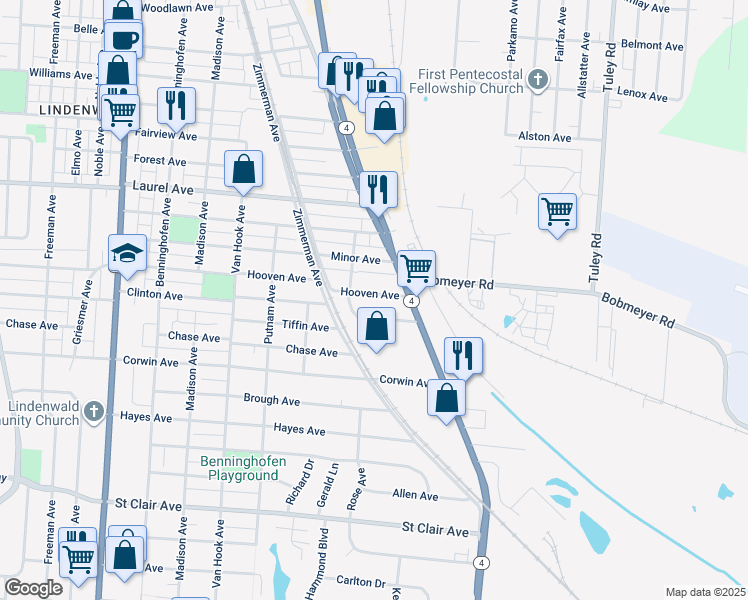 map of restaurants, bars, coffee shops, grocery stores, and more near 3003 Dixie Highway in Hamilton
