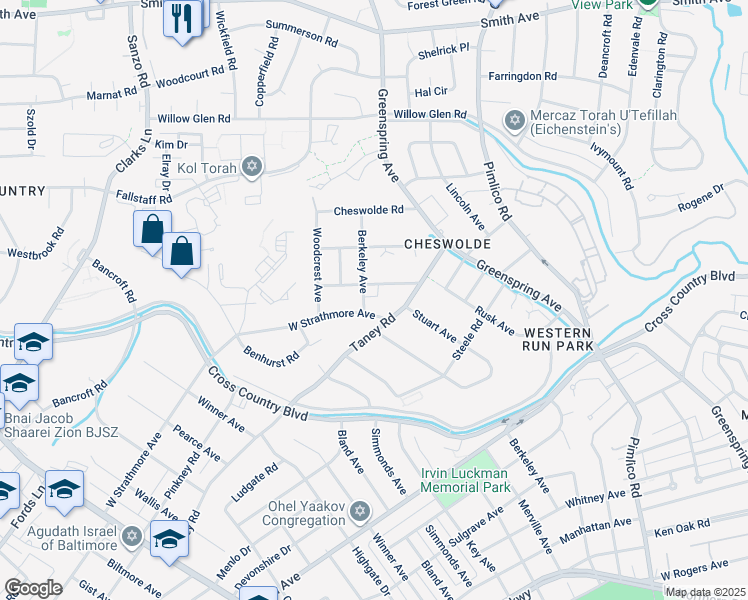 map of restaurants, bars, coffee shops, grocery stores, and more near 6111 Berkeley Avenue in Baltimore