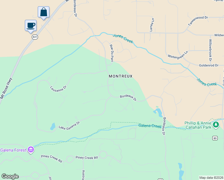 map of restaurants, bars, coffee shops, grocery stores, and more near 5715 Nordend Way in Reno