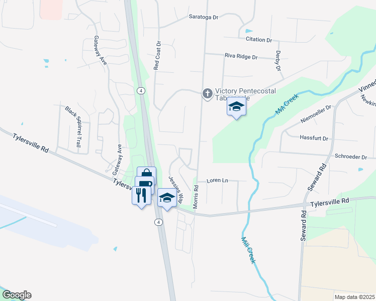 map of restaurants, bars, coffee shops, grocery stores, and more near 12-G304 Jessies Way in Hamilton