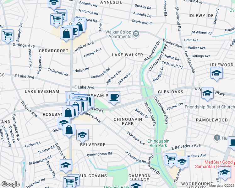 map of restaurants, bars, coffee shops, grocery stores, and more near 902 Dartmouth Road in Baltimore