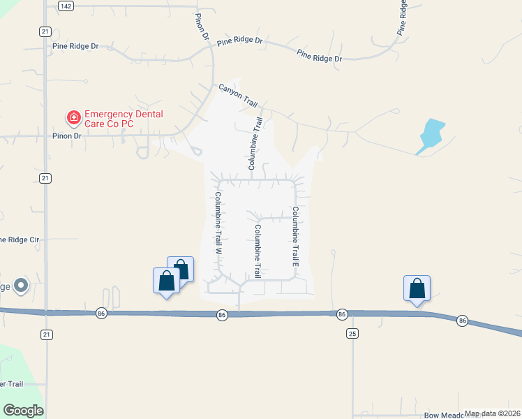 map of restaurants, bars, coffee shops, grocery stores, and more near 6533 Columbine Ridge Road in Elizabeth