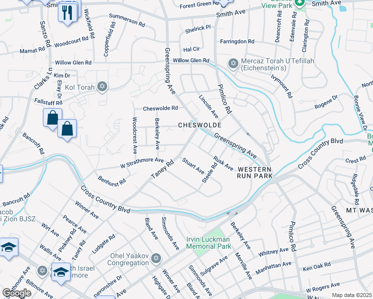 map of restaurants, bars, coffee shops, grocery stores, and more near 2605 Taney Road in Baltimore