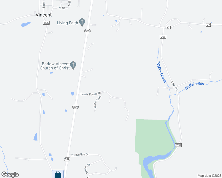 map of restaurants, bars, coffee shops, grocery stores, and more near 135 Lewis Pointe Drive in Vincent