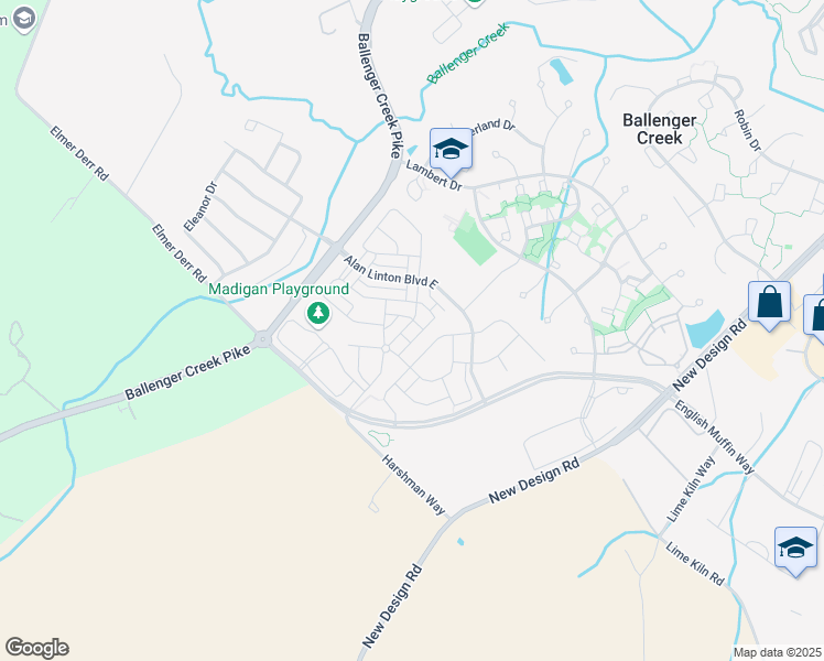 map of restaurants, bars, coffee shops, grocery stores, and more near 6511 Walcott Lane in Frederick