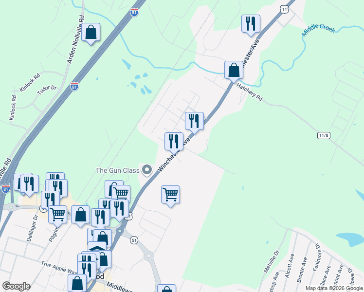 map of restaurants, bars, coffee shops, grocery stores, and more near 7146 Winchester Avenue in Inwood