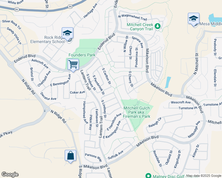 map of restaurants, bars, coffee shops, grocery stores, and more near 5198 East Crestone Avenue in Castle Rock