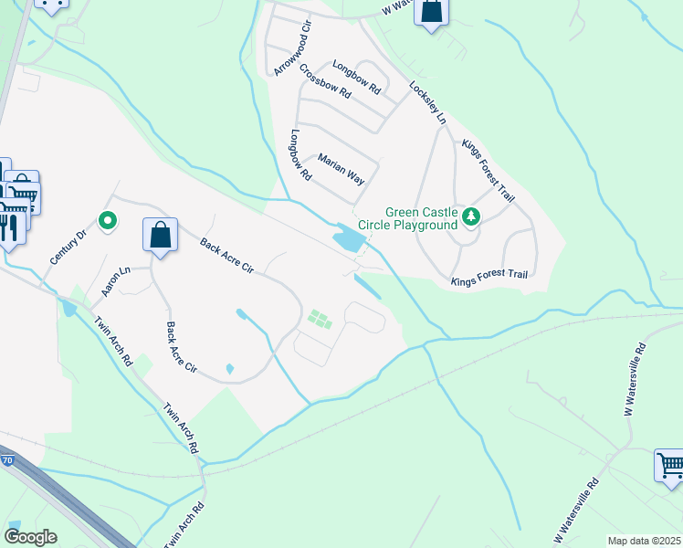 map of restaurants, bars, coffee shops, grocery stores, and more near 1931 Reading Court in Mount Airy