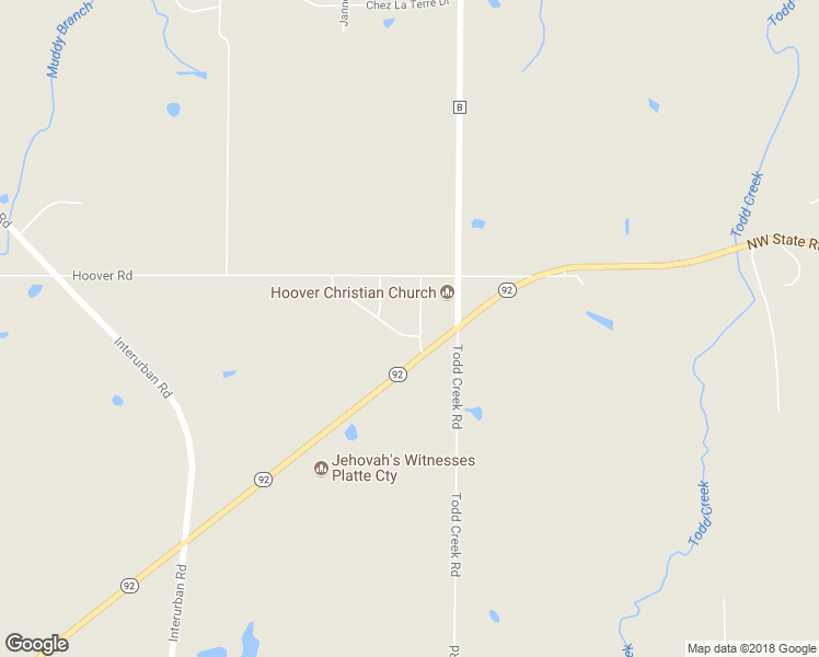 map of restaurants, bars, coffee shops, grocery stores, and more near 15110 Jana Street in Platte City