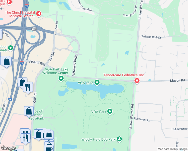 map of restaurants, bars, coffee shops, grocery stores, and more near 7235 Heritagespring Drive in Butler County