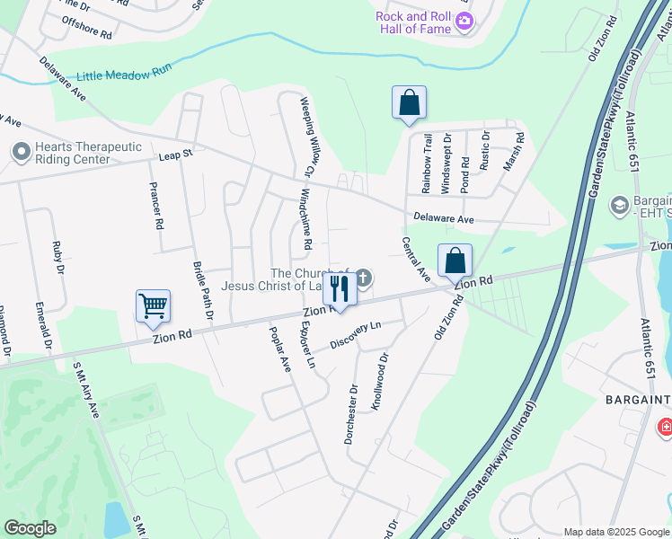 map of restaurants, bars, coffee shops, grocery stores, and more near 19 Wexford Lane in Linwood