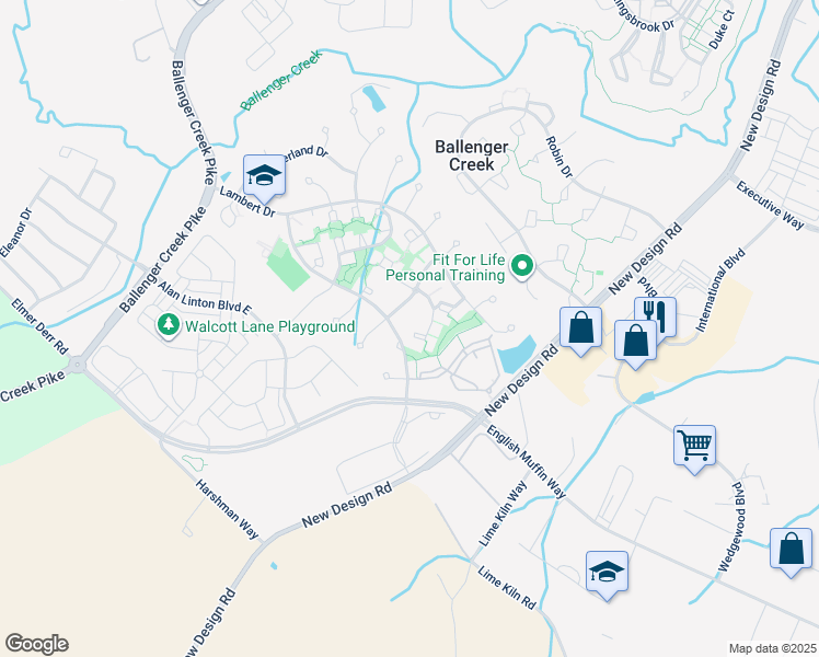 map of restaurants, bars, coffee shops, grocery stores, and more near 6612 Duncan Place in Frederick